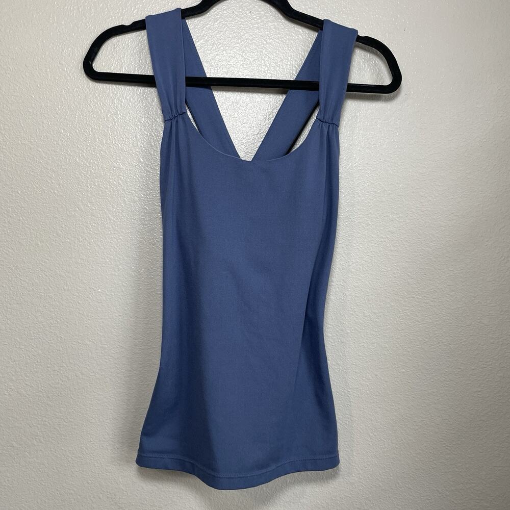 Prana Tank Top Sz Large Criss Cross Back Built In Bra Workout Pilates Yoga Soft